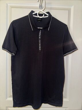 Armani Exchange Black Polo with White Trim
